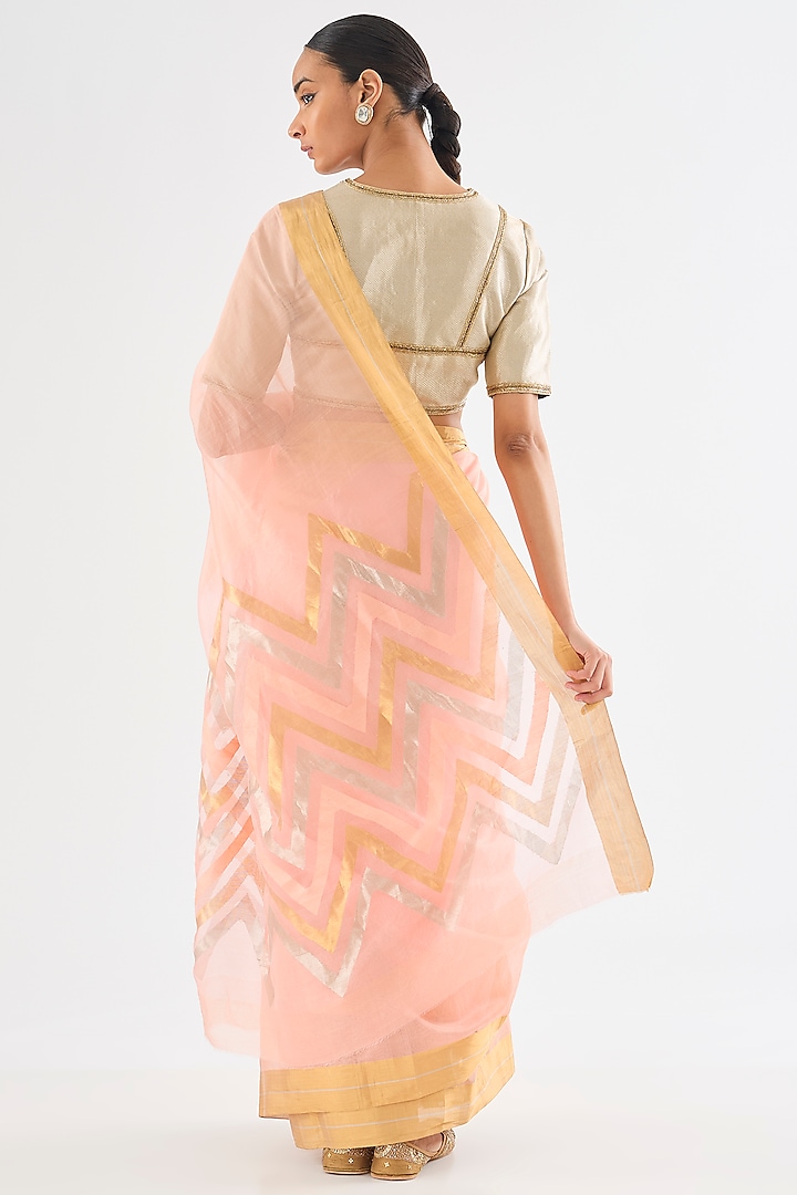 Pale Pink Chanderi Cotton Silk Party Wear Saree by Raw Mango at Pernia's Pop Up Shop