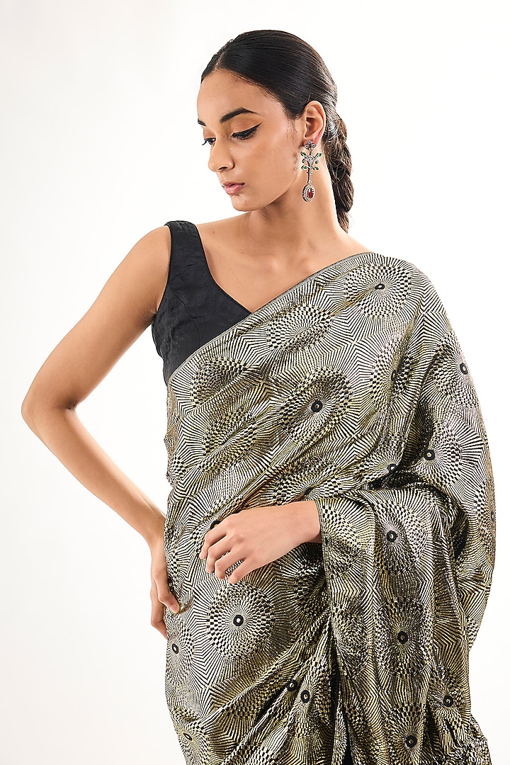 Black Mulberry Silk Handloom Wedding Saree by Raw Mango at Pernia's Pop Up Shop