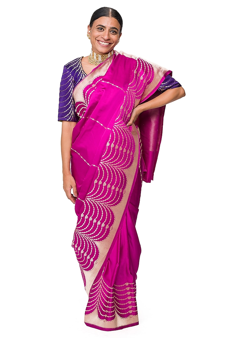 Gulkand Pink Varanasi Silk Brocade Handwoven Saree by Raw Mango at Pernia's Pop Up Shop