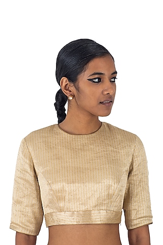 Gold Tissue Silk Blouse by Raw Mango