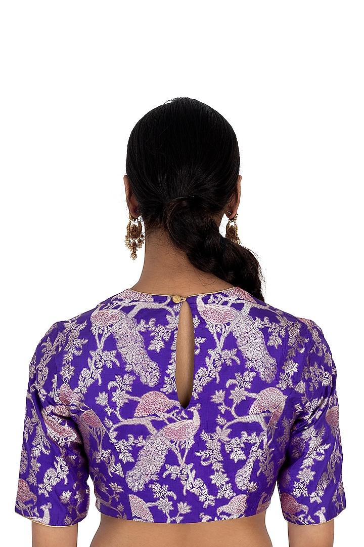 Purple Varanasi Silk Brocade Blouse by Raw Mango at Pernia's Pop Up Shop