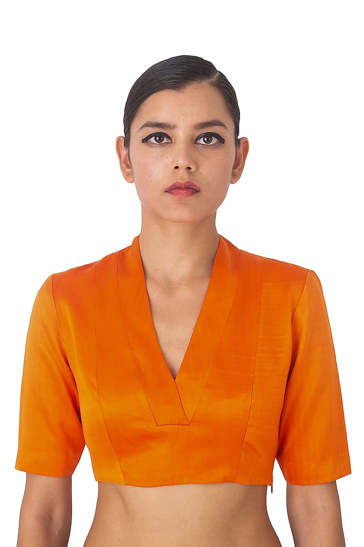 Orange Silk Satin Blouse by Raw Mango at Pernia's Pop Up Shop