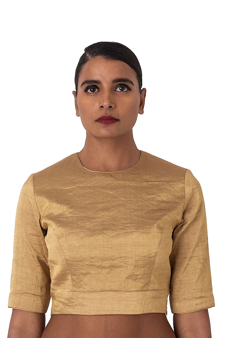 Gold Tissue Silk Blouse by Raw Mango at Pernia's Pop Up Shop