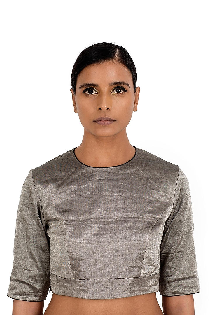 Grey Tissue Silk Blouse by Raw Mango at Pernia's Pop Up Shop