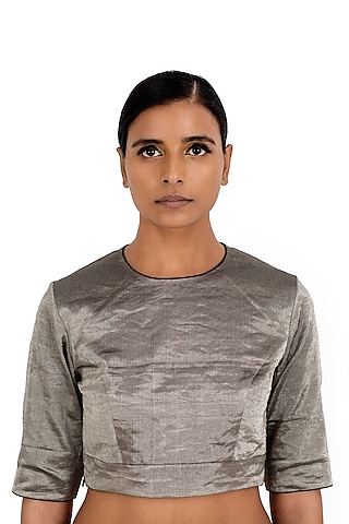 Grey Tissue Silk Blouse by Raw Mango