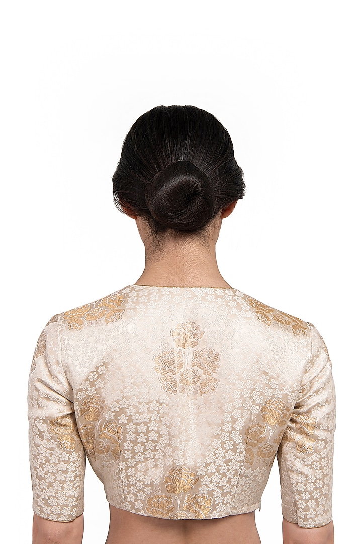 Natural Varanasi Silk Brocade Blouse by Raw Mango at Pernia's Pop Up Shop