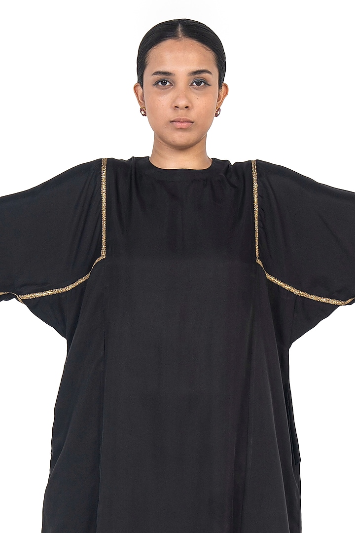Black Silk Twill Kurta Set by Raw Mango at Pernia's Pop Up Shop