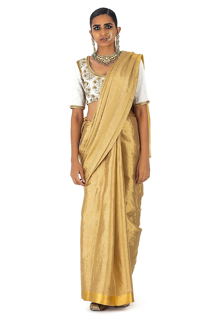 Gold Varanasi Silk Brocade Tissue Handwoven Saree by Raw Mango at Pernia's Pop Up Shop