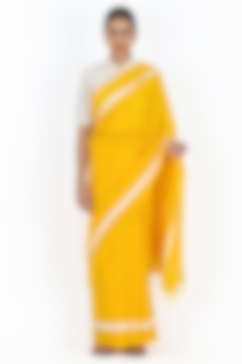 Yellow Cotton Handwoven Saree by Raw Mango at Pernia's Pop Up Shop