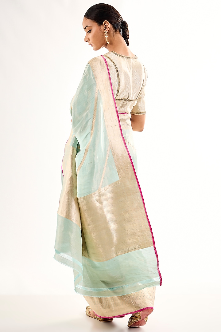Pale Blue Tissue Silk Zari Wedding Saree by Raw Mango at Pernia's Pop Up Shop