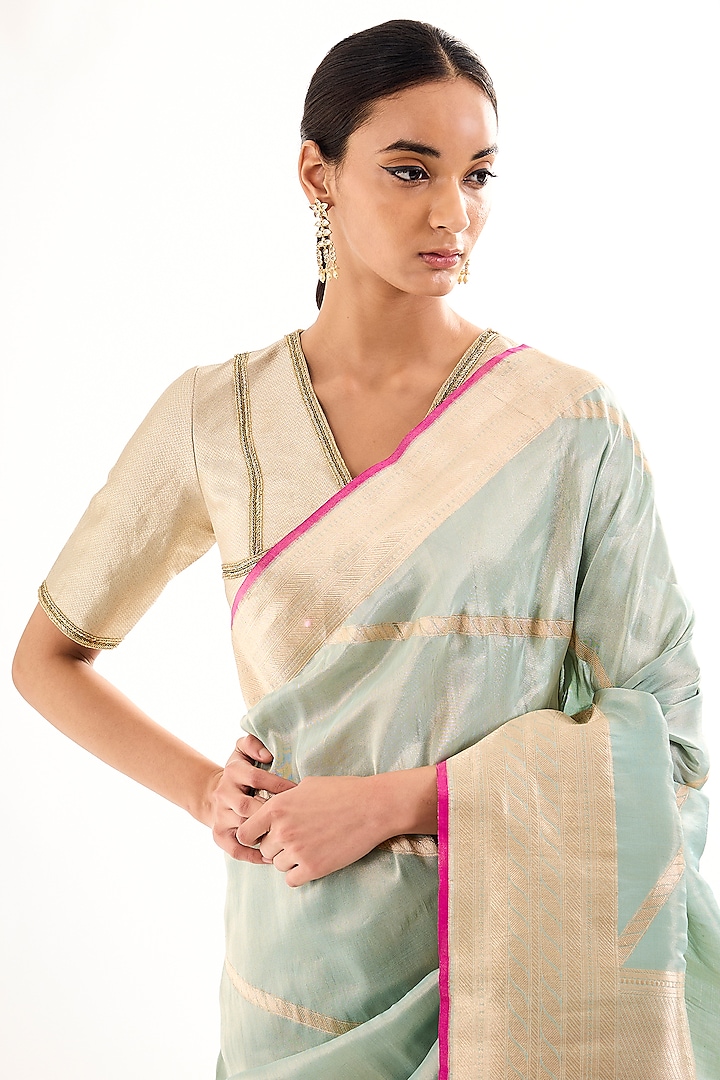 Pale Blue Tissue Silk Zari Wedding Saree by Raw Mango at Pernia's Pop Up Shop