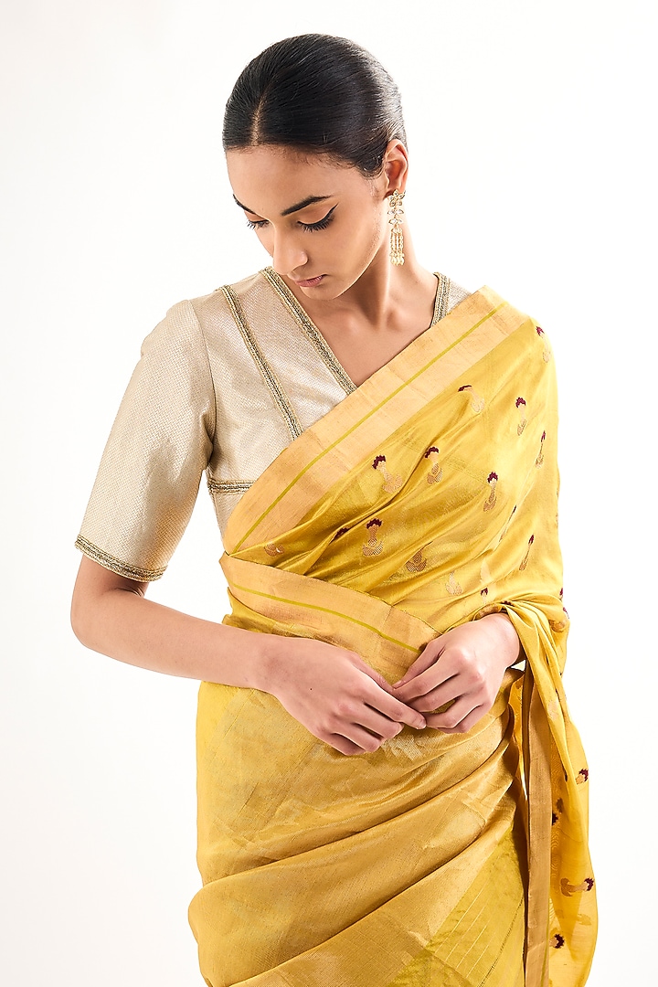 Yellow Chanderi Silk Wedding Saree by Raw Mango at Pernia's Pop Up Shop