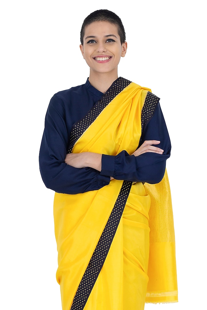 Lime Yellow Mashru Handwoven Party Wear Saree by Raw Mango at Pernia's Pop Up Shop