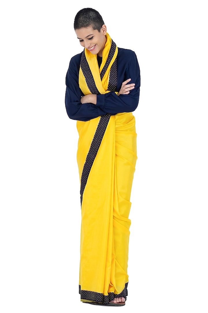 Lime Yellow Mashru Handwoven Party Wear Saree by Raw Mango at Pernia's Pop Up Shop