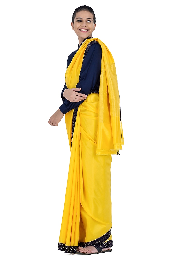 Lime Yellow Mashru Handwoven Party Wear Saree by Raw Mango at Pernia's Pop Up Shop