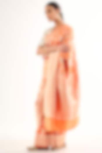 Orange Varanasi Silk Brocade Reception Saree by Raw Mango at Pernia's Pop Up Shop