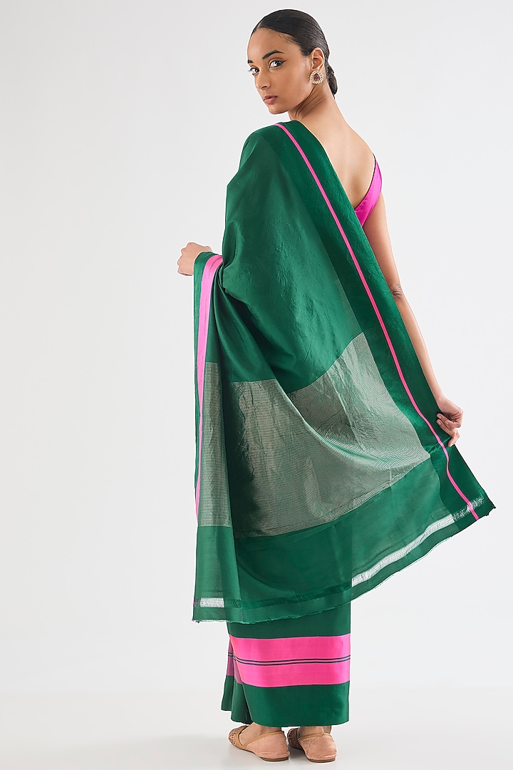 Green Mashru Silk Party Wear Saree by Raw Mango at Pernia's Pop Up Shop