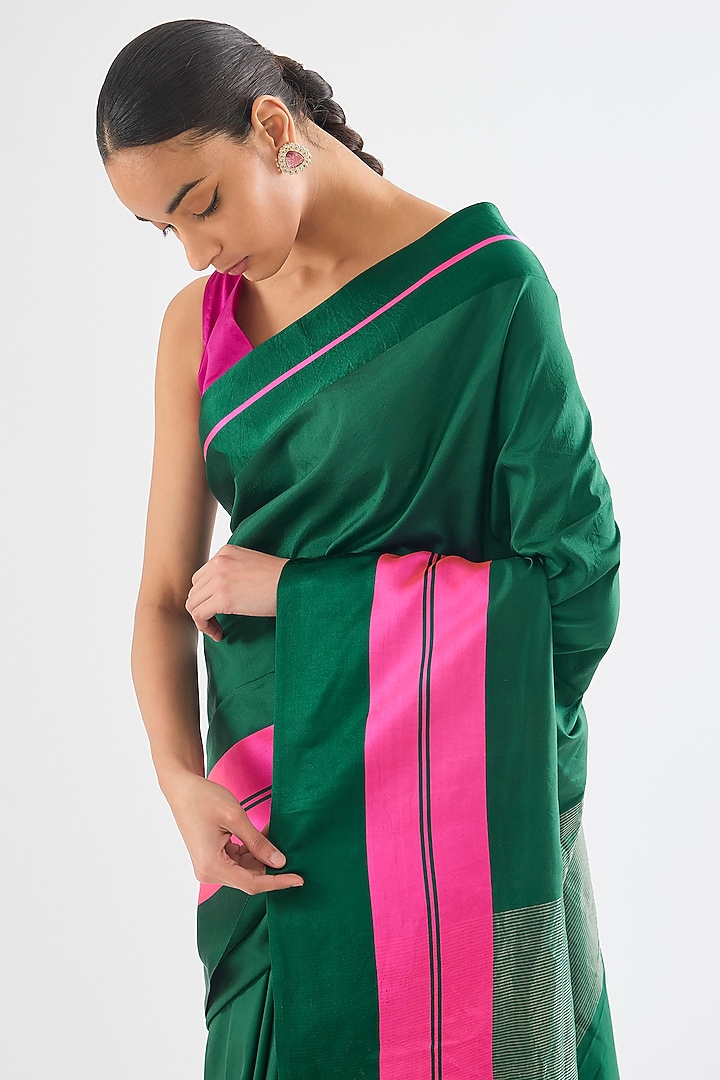 Green Mashru Silk Party Wear Saree by Raw Mango at Pernia's Pop Up Shop