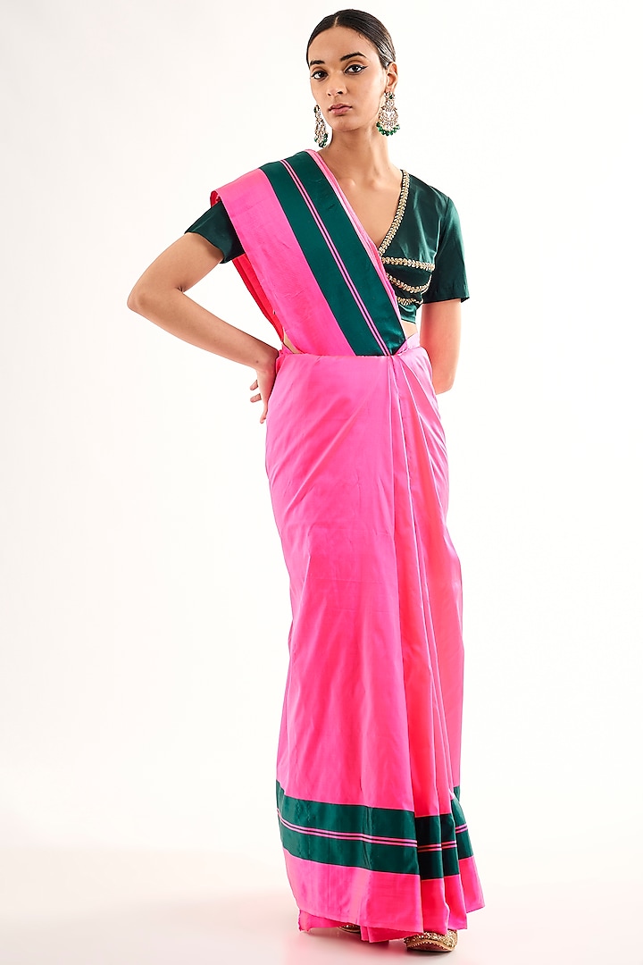 Pink Chanderi Cotton Party Wear Saree by Raw Mango at Pernia's Pop Up Shop