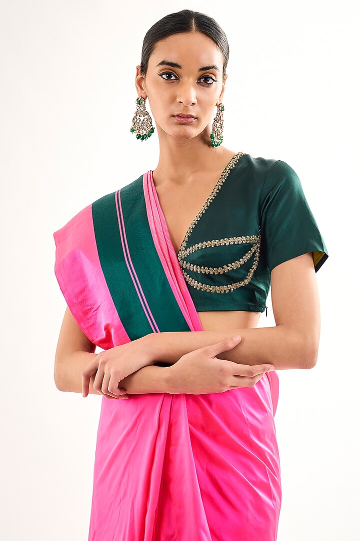 Pink Chanderi Cotton Party Wear Saree by Raw Mango at Pernia's Pop Up Shop