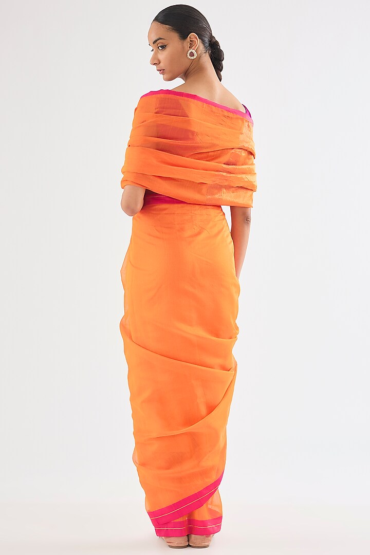 Orange Chanderi Cotton Silk Zari Festive Saree by Raw Mango at Pernia's Pop Up Shop