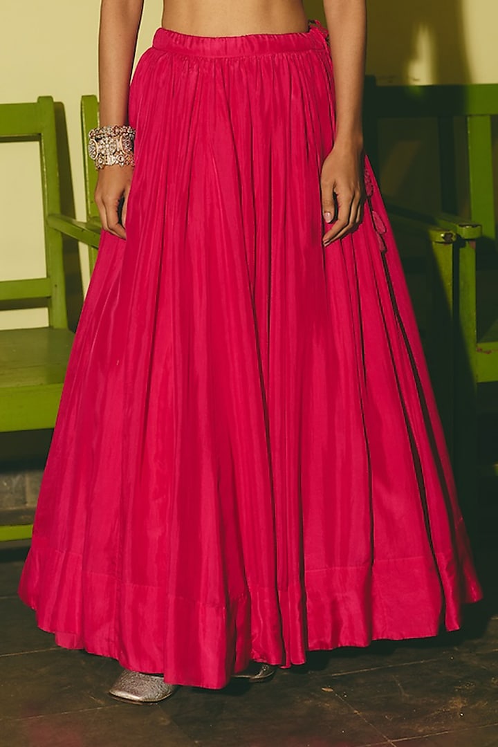 Pink Silk Hand Embroidered Lehenga Set by RASHIKA MITTAL at Pernia's Pop Up Shop