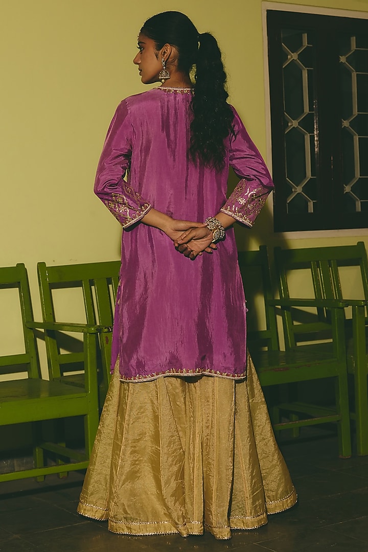 Gold Tissue Gota Applique Work Wedding Sharara Set by RASHIKA MITTAL at Pernia's Pop Up Shop