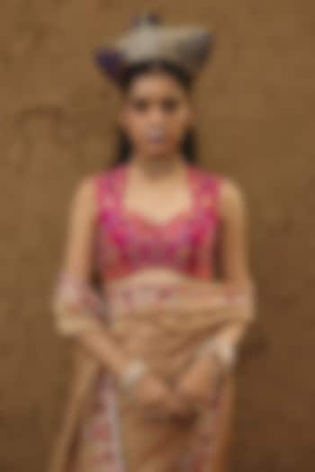 Rani Pink Silk Resham Embroidered Blouse by RASHIKA MITTAL at Pernia's Pop Up Shop