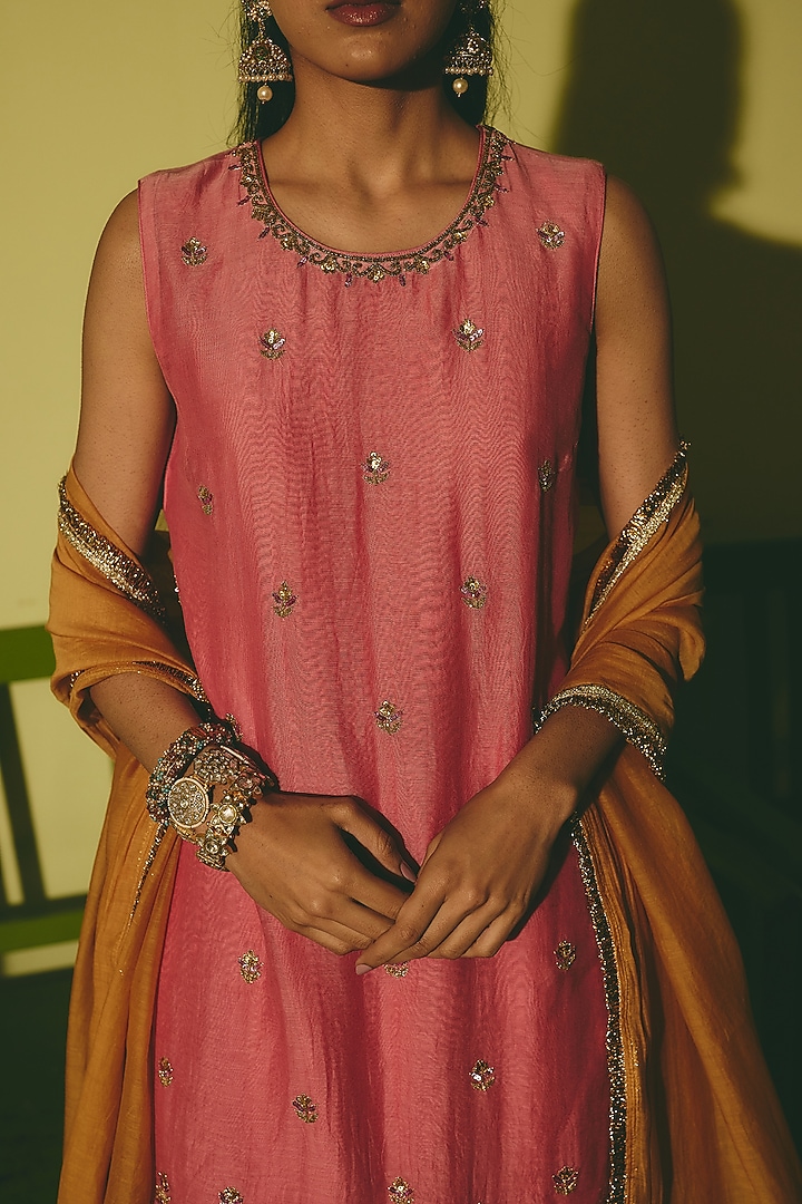 Deep Purple & Mustard Aari Embroidered Wedding Sharara Set by RASHIKA MITTAL at Pernia's Pop Up Shop