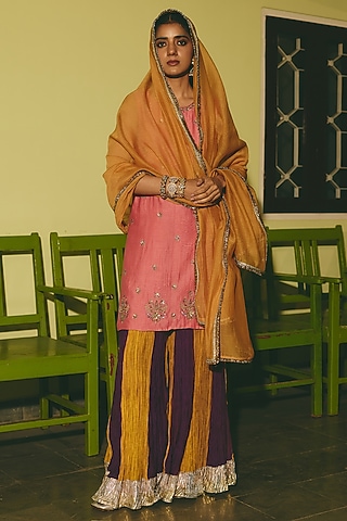 Yellow Chanderi Woven Dupatta by RASHIKA MITTAL