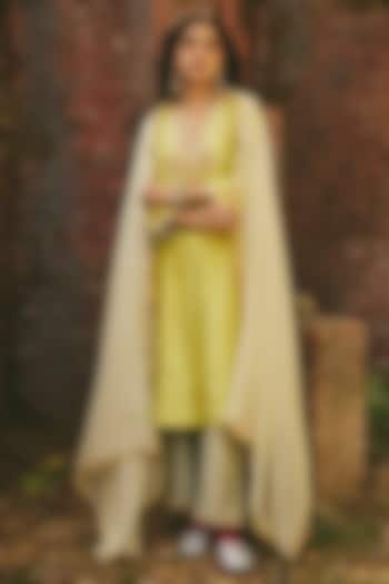 Sage Green Chanderi Dupatta by RASHIKA MITTAL at Pernia's Pop Up Shop