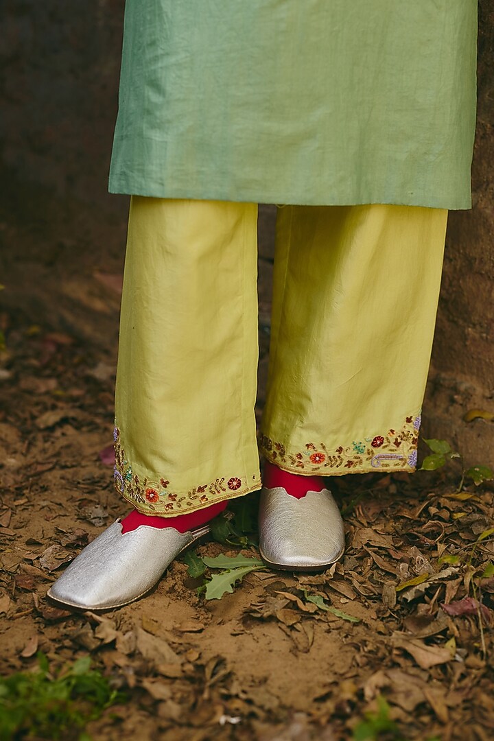 Pistachio Green Hand Embellished Kurta Set by RASHIKA MITTAL at Pernia's Pop Up Shop