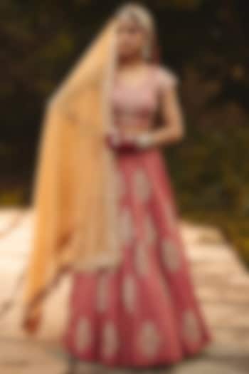 Yellow Tissue Hand Embroidered Dupatta by RASHIKA MITTAL at Pernia's Pop Up Shop