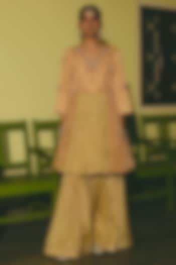 Antique Gold & Green Tissue Hand Embellished Party Wear Sharara Set by RASHIKA MITTAL at Pernia's Pop Up Shop