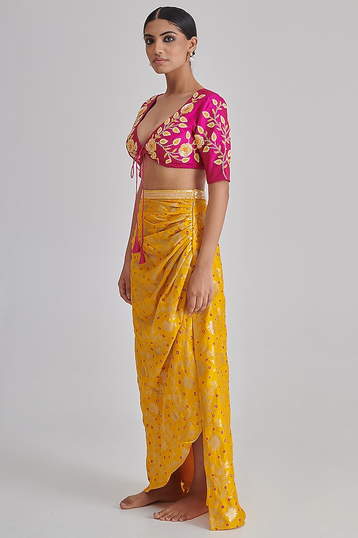 Multi-Colored Organza Embroidered Cape Set by RASHIKA MITTAL at Pernia's Pop Up Shop