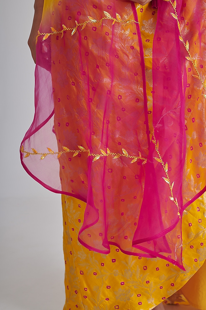 Multi-Colored Organza Embroidered Cape Set by RASHIKA MITTAL at Pernia's Pop Up Shop