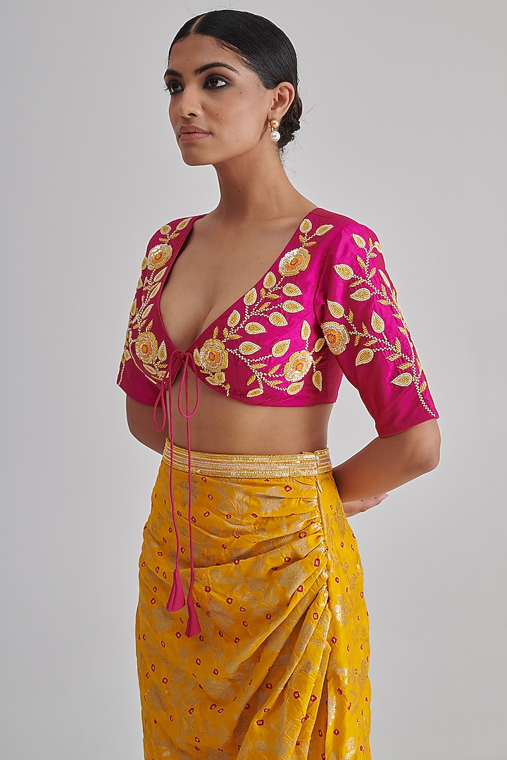 Multi-Colored Organza Embroidered Cape Set by RASHIKA MITTAL at Pernia's Pop Up Shop