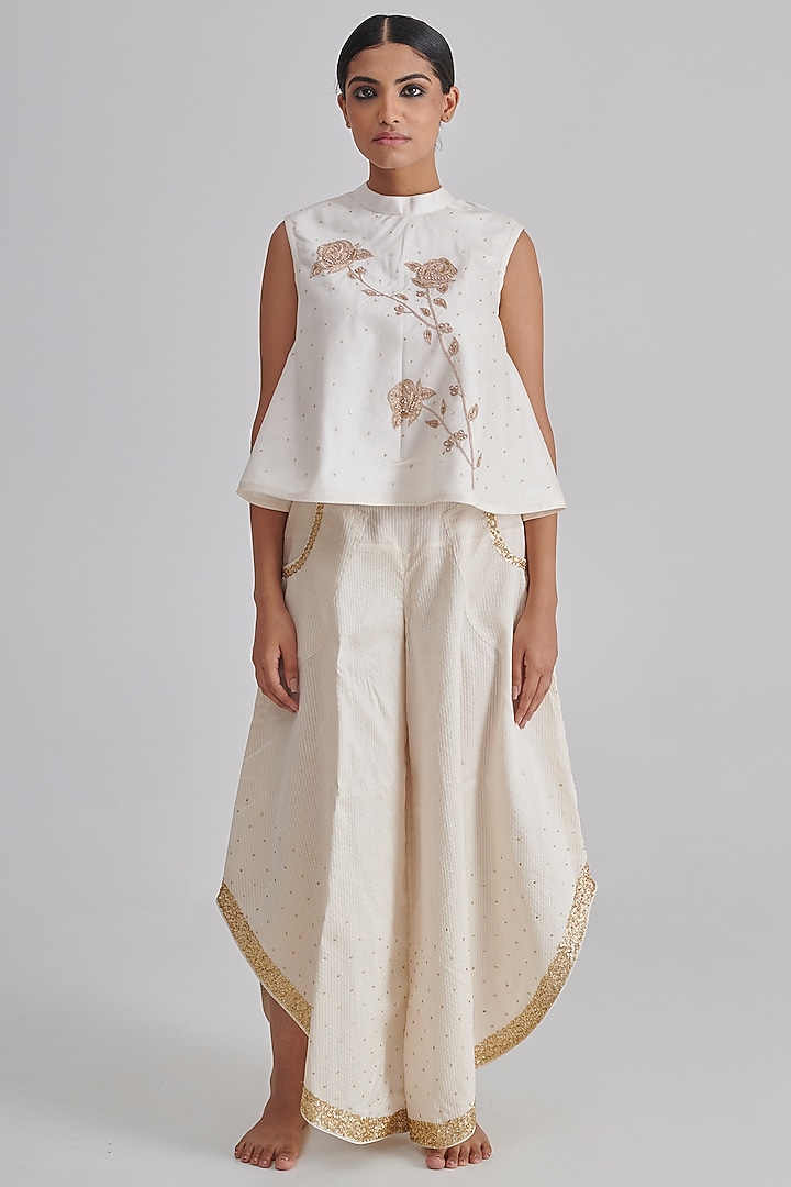 Ivory Silk Chanderi Co-Ord Set by RASHIKA MITTAL at Pernia's Pop Up Shop