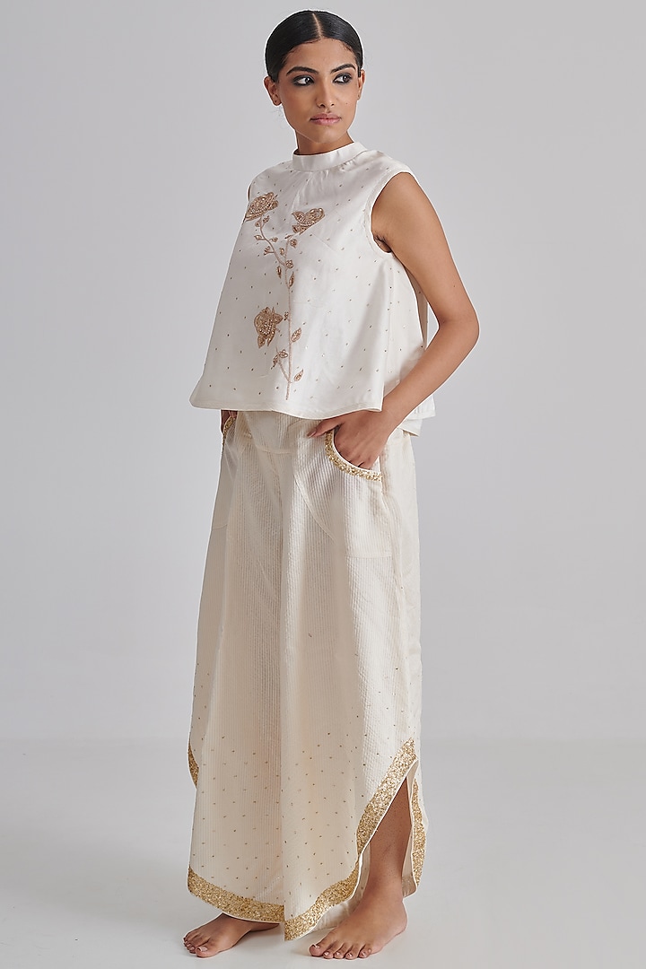 Ivory Silk Chanderi Co-Ord Set by RASHIKA MITTAL at Pernia's Pop Up Shop