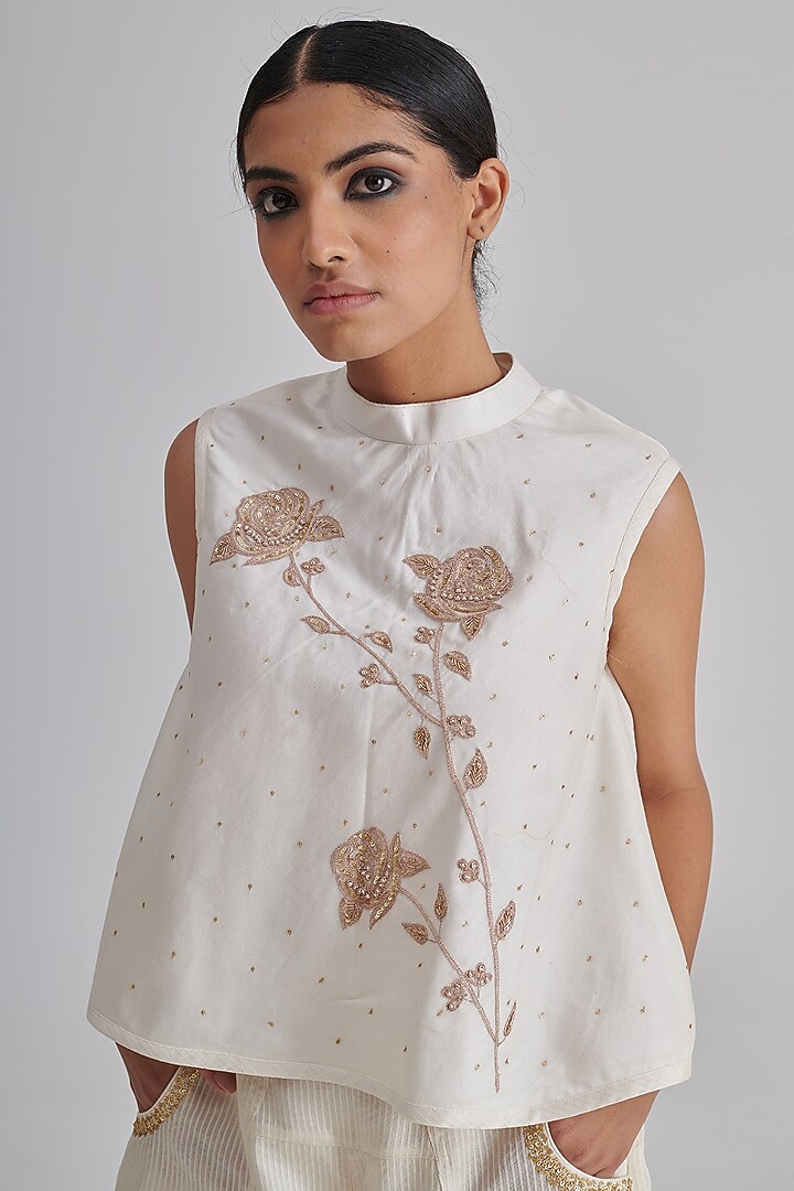 Ivory Silk Chanderi Co-Ord Set by RASHIKA MITTAL at Pernia's Pop Up Shop