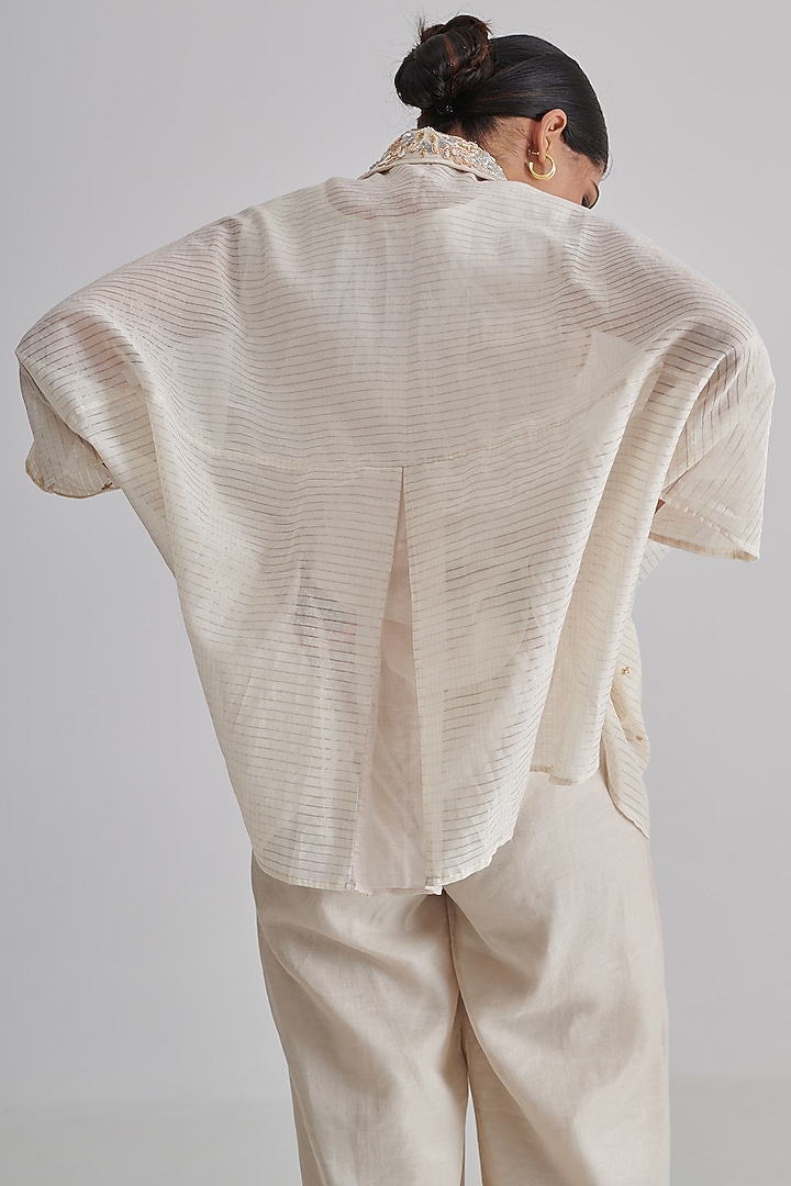 Ivory Silk Hand Embroidered Co-Ord Set by RASHIKA MITTAL at Pernia's Pop Up Shop