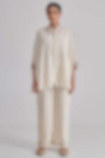 Ivory Silk Cotton Hand Embroidered Co-Ord Set by RASHIKA MITTAL at Pernia's Pop Up Shop