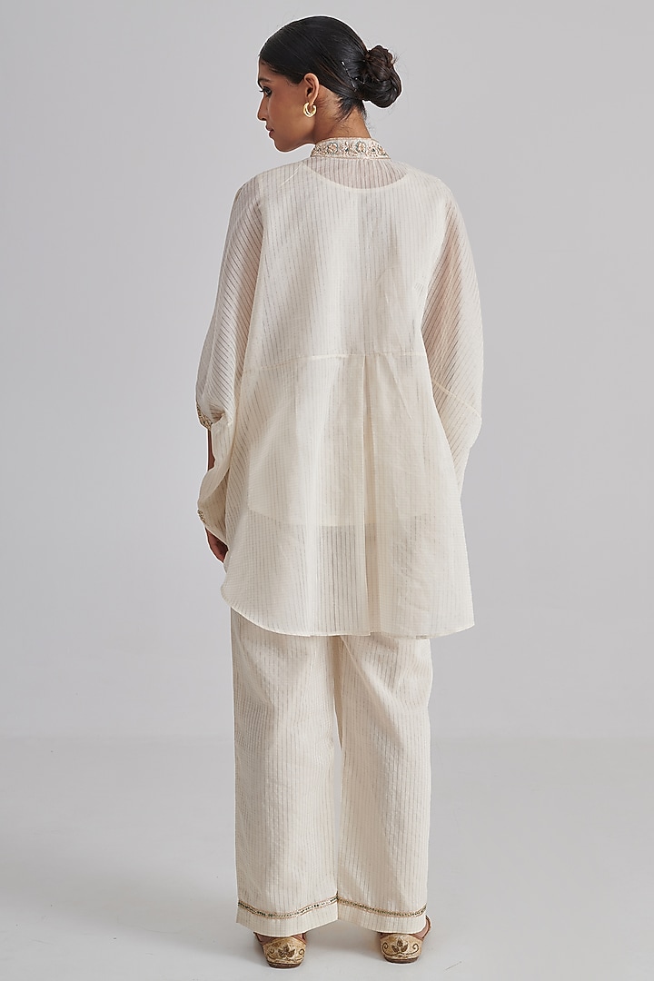 Ivory Silk Cotton Hand Embroidered Co-Ord Set by RASHIKA MITTAL at Pernia's Pop Up Shop