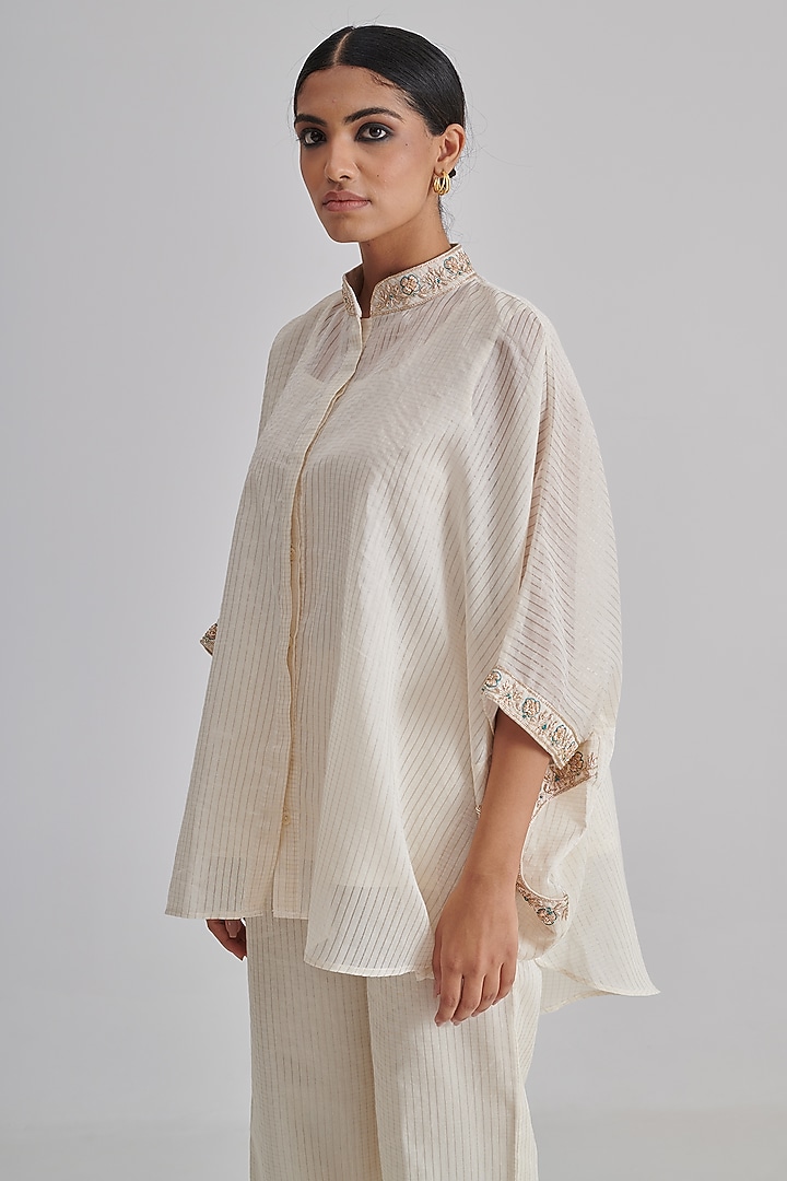 Ivory Silk Cotton Hand Embroidered Co-Ord Set by RASHIKA MITTAL at Pernia's Pop Up Shop