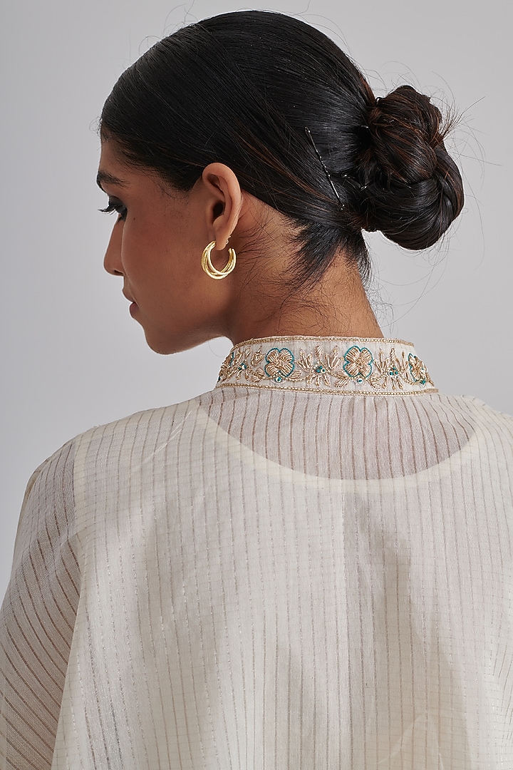 Ivory Silk Cotton Hand Embroidered Co-Ord Set by RASHIKA MITTAL at Pernia's Pop Up Shop