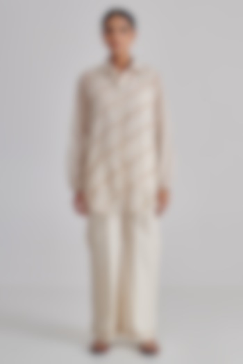 Ivory Silk Cotton Hand Embroidered Co-Ord Set by RASHIKA MITTAL at Pernia's Pop Up Shop