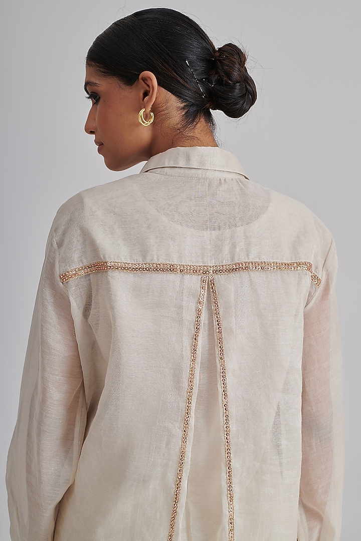 Ivory Silk Cotton Hand Embroidered Co-Ord Set by RASHIKA MITTAL at Pernia's Pop Up Shop