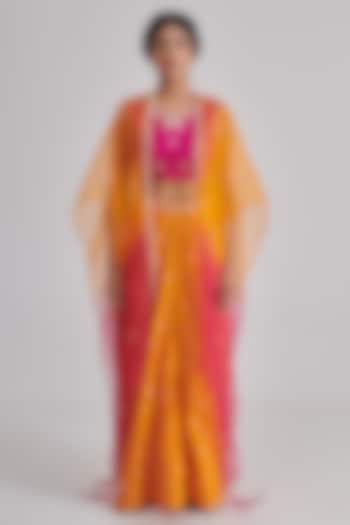 Multi-Colored Organza Embroidered Cape Set by RASHIKA MITTAL at Pernia's Pop Up Shop