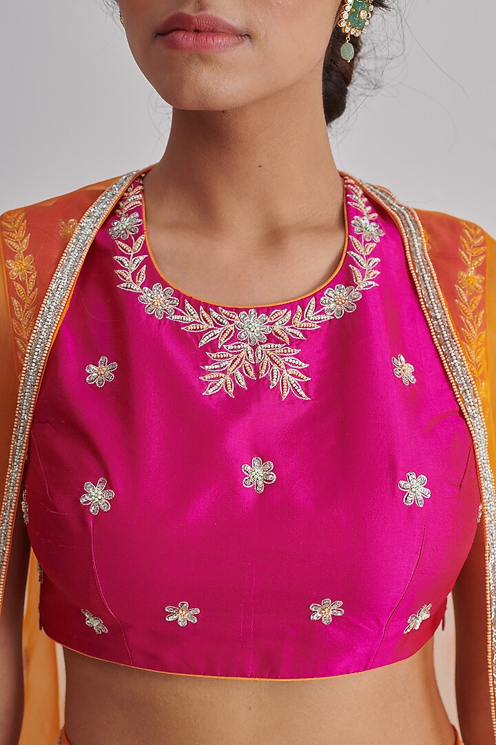 Multi-Colored Organza Embroidered Cape Set by RASHIKA MITTAL at Pernia's Pop Up Shop