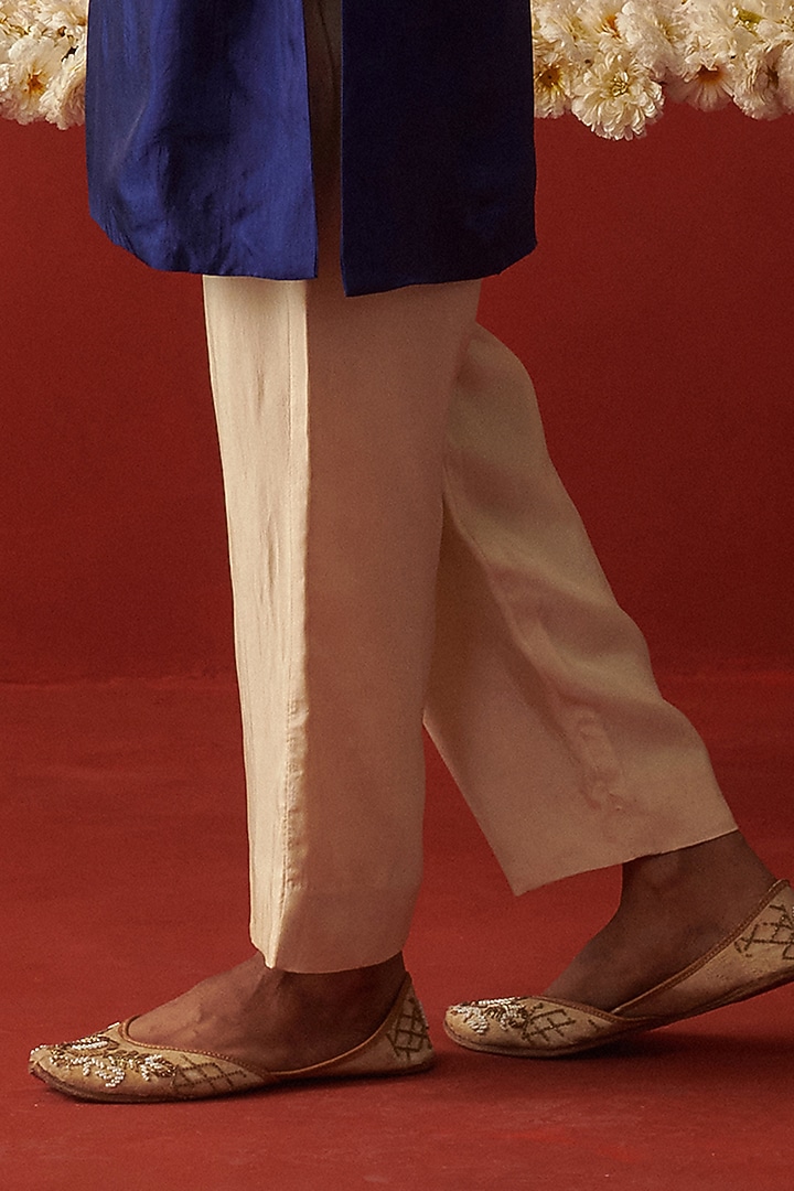Blue Silk Sequin & Bead Hand Embroidered Kurta Set by RASHIKA MITTAL at Pernia's Pop Up Shop